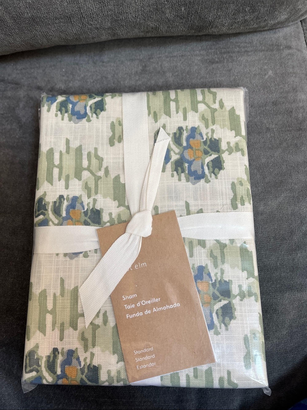West Elm Green and Blue Floral Standard Size Pillow Sham-Set of 2